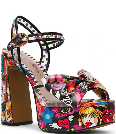 Betsey Johnson Shelley Iconic Artwork Capsule Designed Platform Dress Sandals