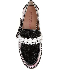 Betsey Johnson Shiloh Pearl Embellished Plaid Print Loafers