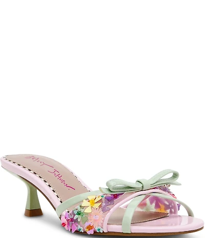 Betsey Johnson Shirley Bow Detailed Kitten Heel Dress Sandals