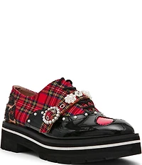 Betsey Johnson Simonee Mixed Print Pearl Ornamented Platform Oxfords