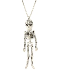 Betsey Johnson Skeleton Pave Long Pendant Necklace