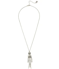 Betsey Johnson Skeleton Pave Long Pendant Necklace