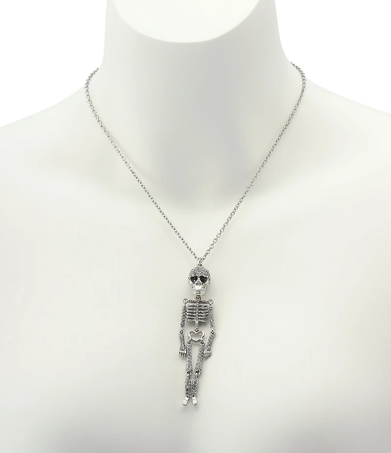 Betsey Johnson Skeleton Pave Long Pendant Necklace