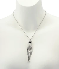 Betsey Johnson Skeleton Pave Long Pendant Necklace
