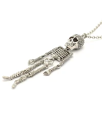 Betsey Johnson Skeleton Pave Long Pendant Necklace