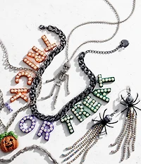 Betsey Johnson Skeleton Pave Long Pendant Necklace