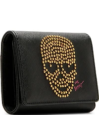 Betsey Johnson Skull Embossed Trifold Wallet