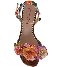 Betsey Johnson Spenser Beaded Floral Ankle Wrap Wedge Dress Sandals
