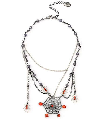 Betsey Johnson Spider Web Short Statement Necklace