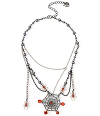Betsey Johnson Spider Web Short Statement Necklace