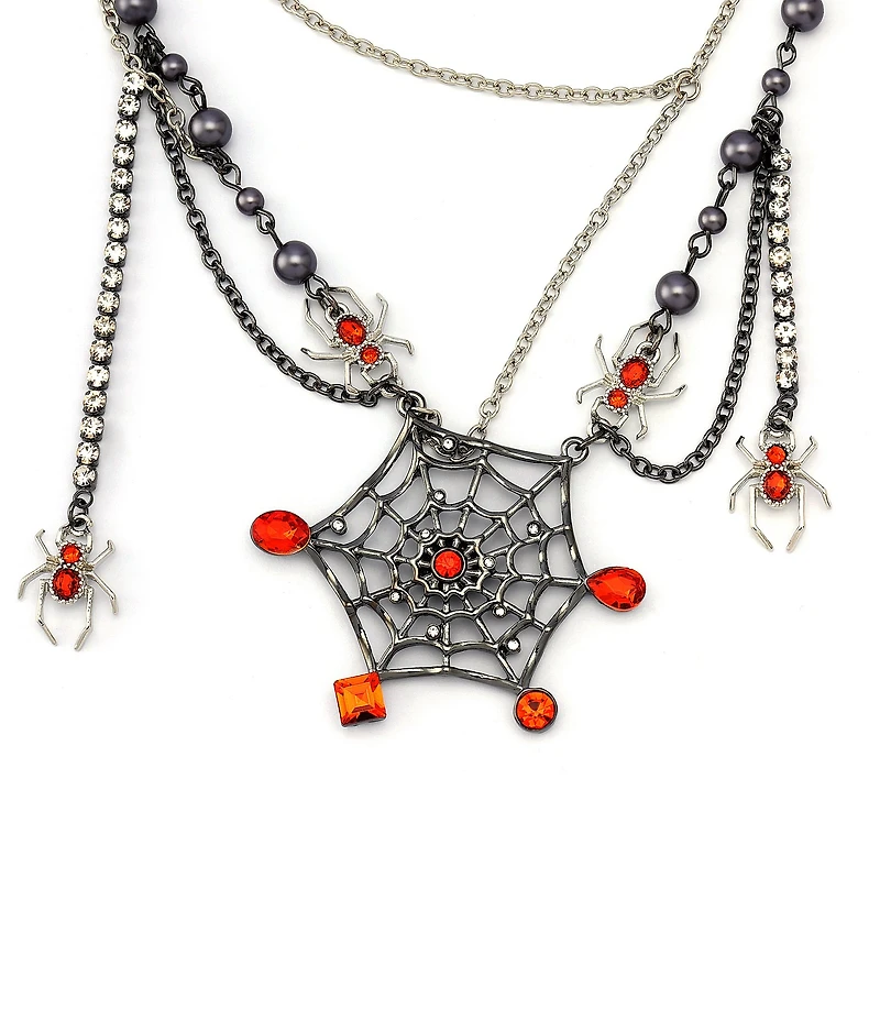 Betsey Johnson Spider Web Short Statement Necklace
