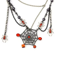 Betsey Johnson Spider Web Short Statement Necklace