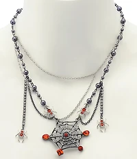 Betsey Johnson Spider Web Short Statement Necklace