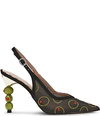Betsey Johnson Spritz Olive Rhinestone Slingback Pumps