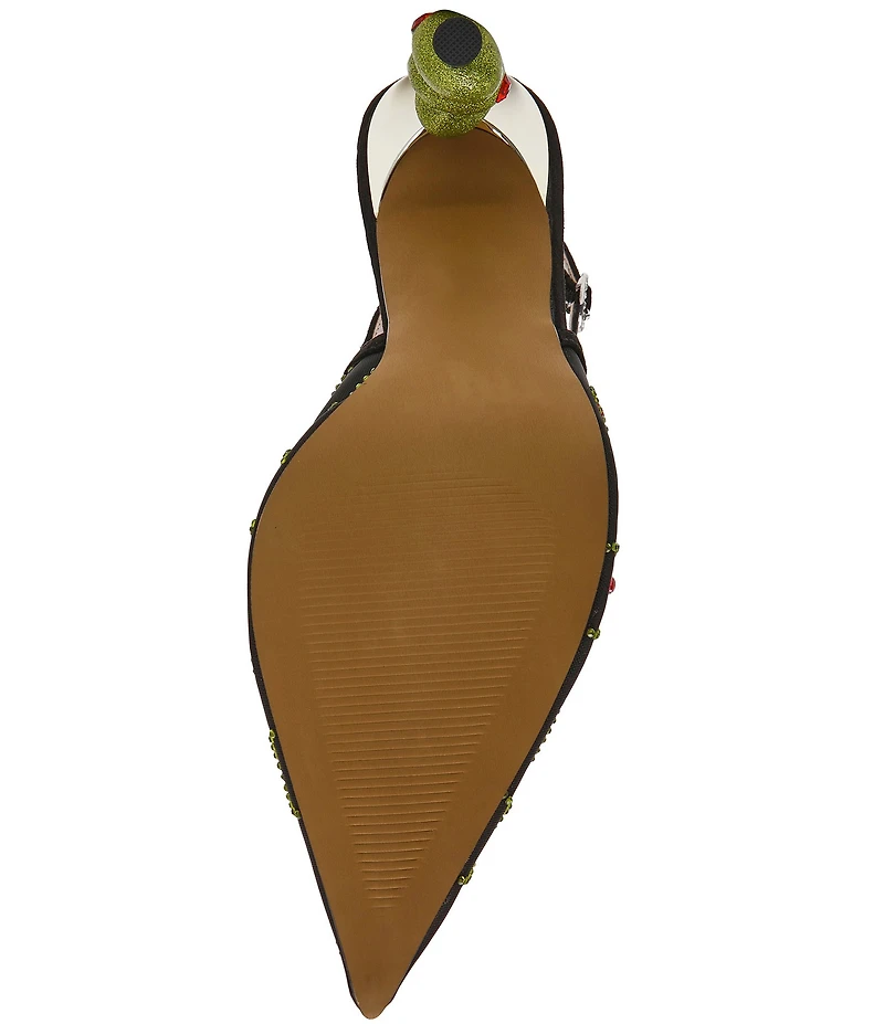 Betsey Johnson Spritz Olive Rhinestone Slingback Pumps