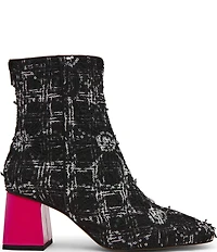 Betsey Johnson Stevie Boucle Sequin Embellished Block Heel Booties