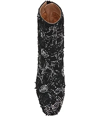 Betsey Johnson Stevie Boucle Sequin Embellished Block Heel Booties