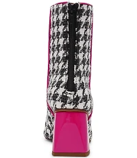 Betsey Johnson Stevie Houndstooth Embellished Block Heel Booties
