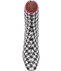 Betsey Johnson Stevie Houndstooth Embellished Block Heel Booties