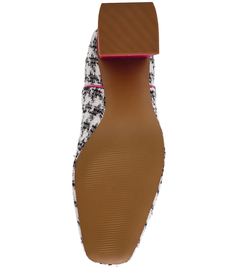Betsey Johnson Stevie Houndstooth Embellished Block Heel Booties