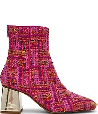 Betsey Johnson Stevie Plaid Block Heel Booties