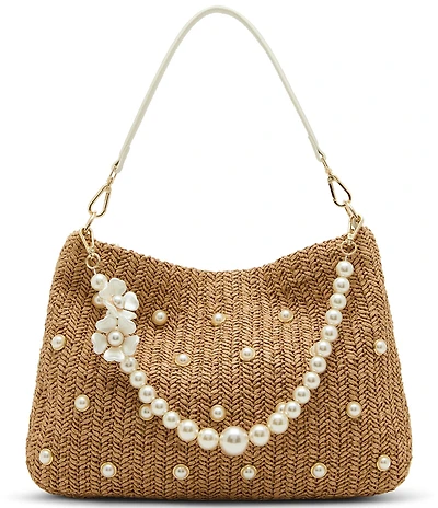 Betsey Johnson Straw Pearl Hobo Bag
