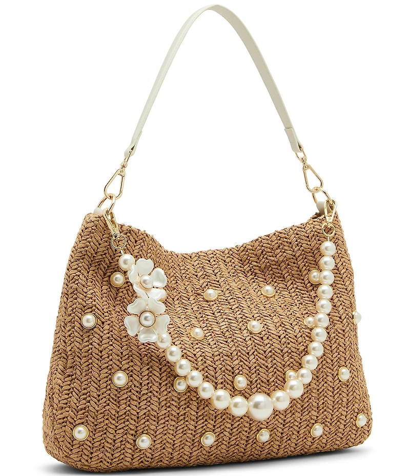 Betsey Johnson Straw Pearl Hobo Bag