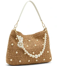 Betsey Johnson Straw Pearl Hobo Bag