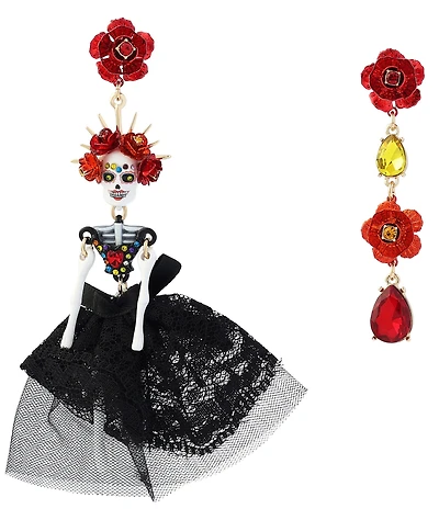 Betsey Johnson Sugar Skull Bride Drop Earrings