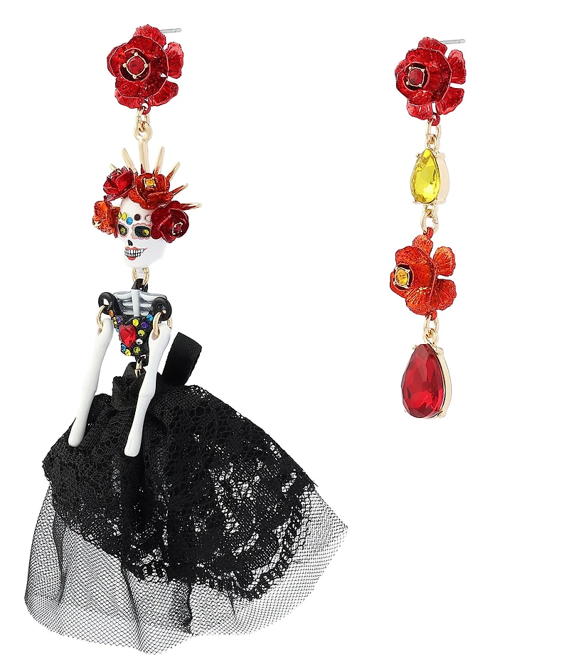 Betsey Johnson Sugar Skull Bride Drop Earrings