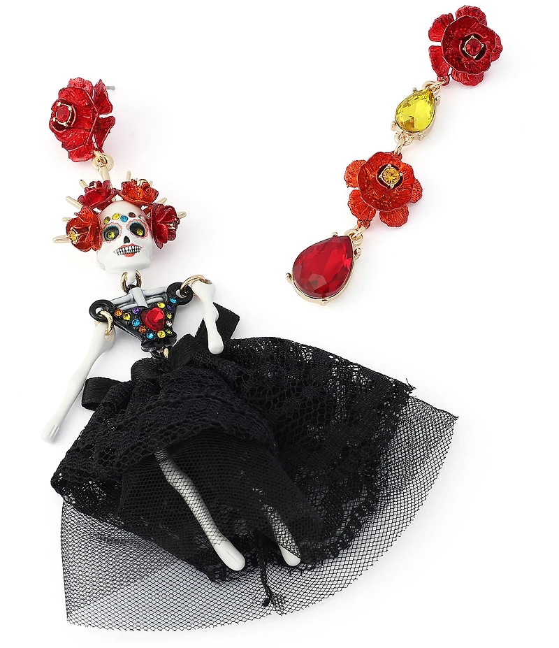 Betsey Johnson Sugar Skull Bride Drop Earrings