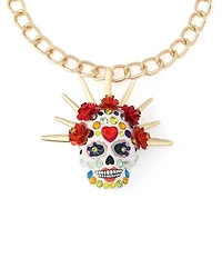 Betsey Johnson Sugar Skull Bride Statement Short Pendant Necklace