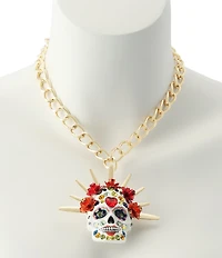 Betsey Johnson Sugar Skull Bride Statement Short Pendant Necklace