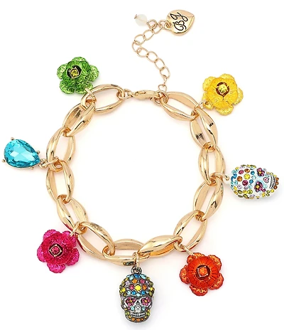 Betsey Johnson Sugar Skull Charm Line Bracelet