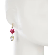 Betsey Johnson Sugar Skull Flower Mismatch Linear Earrings