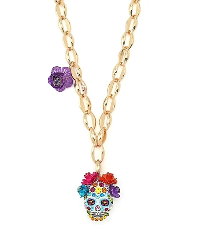 Betsey Johnson Sugar Skull Short Pendant Necklace
