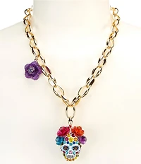 Betsey Johnson Sugar Skull Short Pendant Necklace