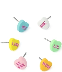 Betsey Johnson Sweetheart 6 Single Stud Earring Set