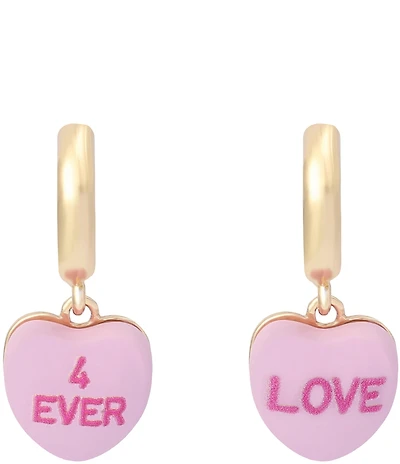 Betsey Johnson Sweetheart Charm Huggie Drop Earrings