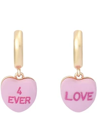 Betsey Johnson Sweetheart Charm Huggie Drop Earrings