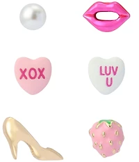 Betsey Johnson Sweetheart Lips 6-Single Stud Earring Set