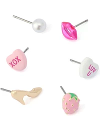 Betsey Johnson Sweetheart Lips 6-Single Stud Earring Set