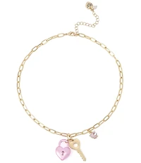 Betsey Johnson Sweetheart Lock & Key Short Pendant Necklace