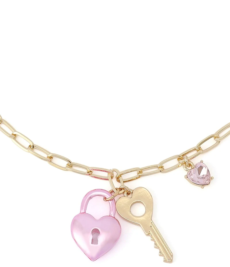 Betsey Johnson Sweetheart Lock & Key Short Pendant Necklace