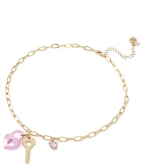 Betsey Johnson Sweetheart Lock & Key Short Pendant Necklace