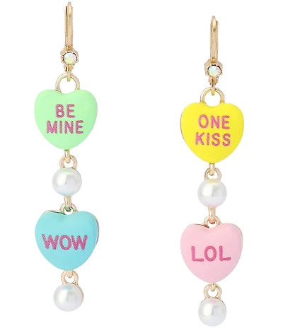 Betsey Johnson Sweetheart Mismatch Linear Earrings