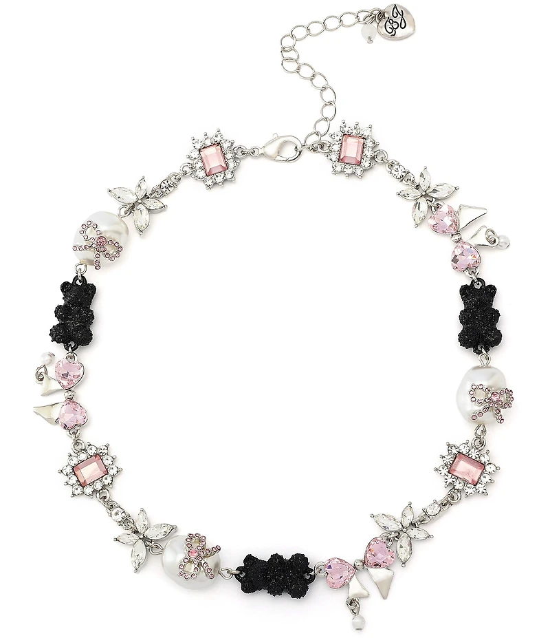 Betsey Johnson Teddy Bead Charm Collar Necklace