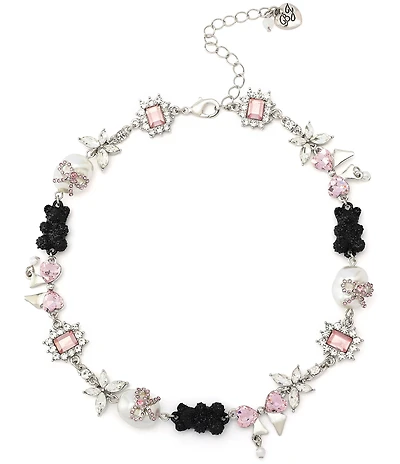 Betsey Johnson Teddy Bead Charm Collar Necklace