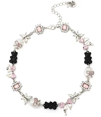 Betsey Johnson Teddy Bead Charm Collar Necklace