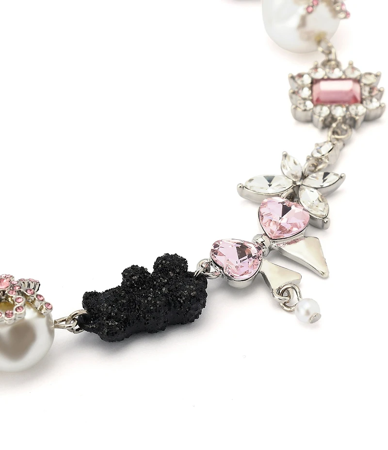 Betsey Johnson Teddy Bead Charm Collar Necklace